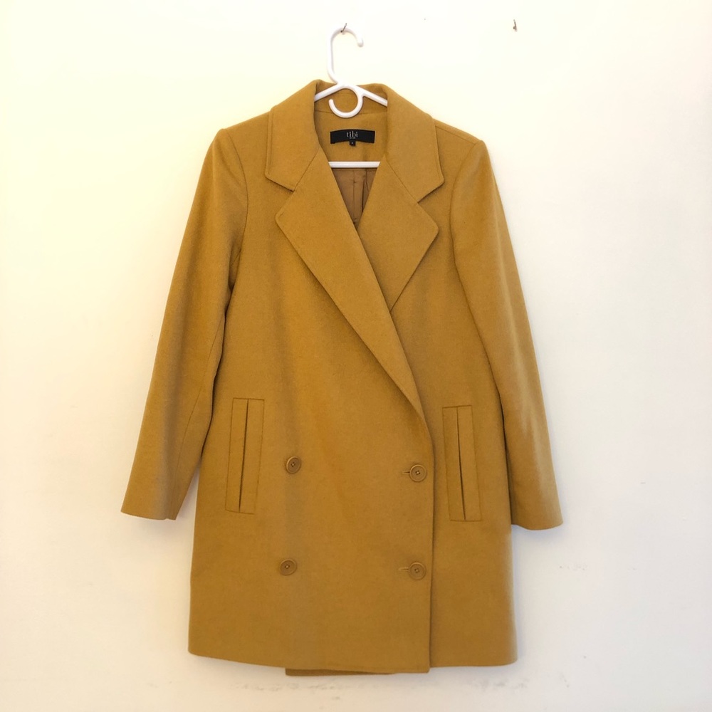 Tibi Wool Coat Double Breasted Mustard Yellow